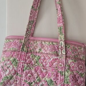 Vera Bradley Pink and Green Quilted Floral Tote